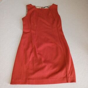 TAHARI Size 8 Burnt Orange Midi Sleeveless Dress Mid Weight Dress Casual Office